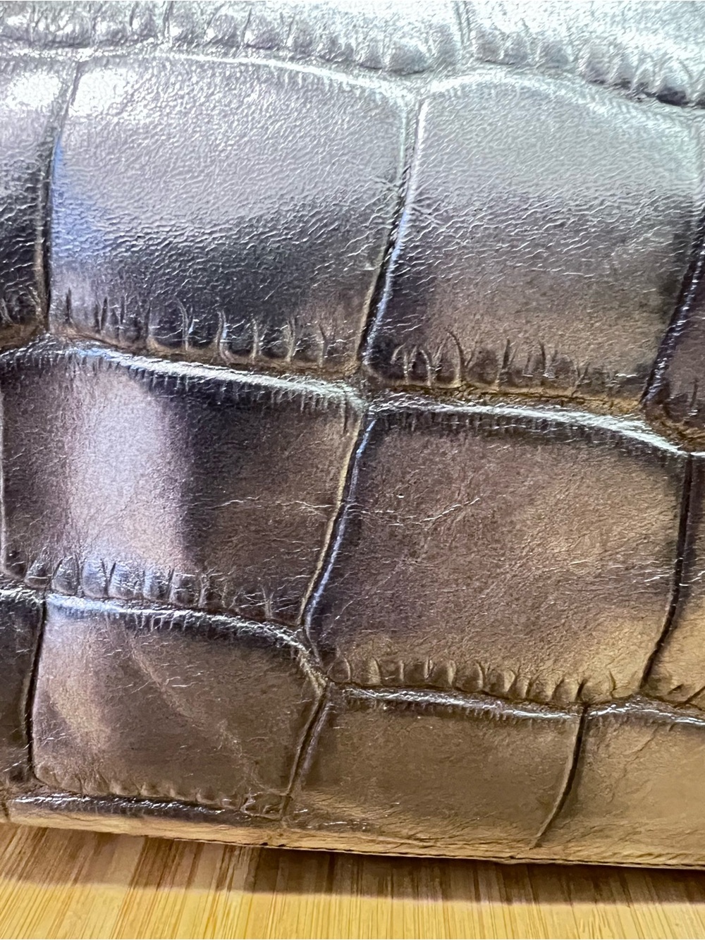 Y2K Coach Black Croc-Embossed Leather Shoulder Bag w/Chain Accents NL1126-F17660 - Picture 6 of 16